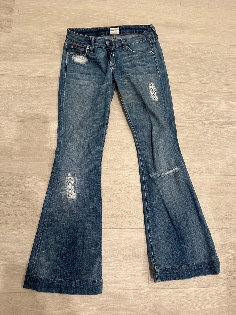 Hudson Jeans Women's Medium Wash Distressed Flare Jeans